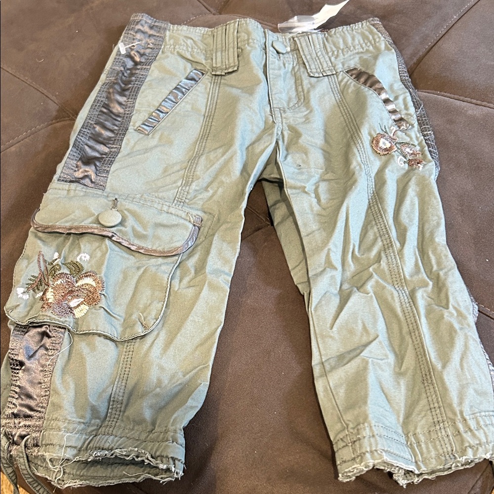 Limited Too Green Cargo Pants with Embroidery